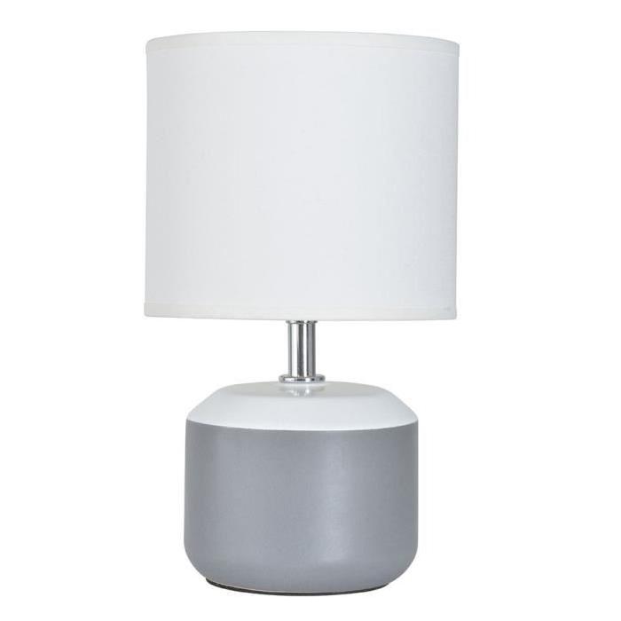 KAWAI Lampe base ronde D 30 x  H 47 cm Anthracite et blanc