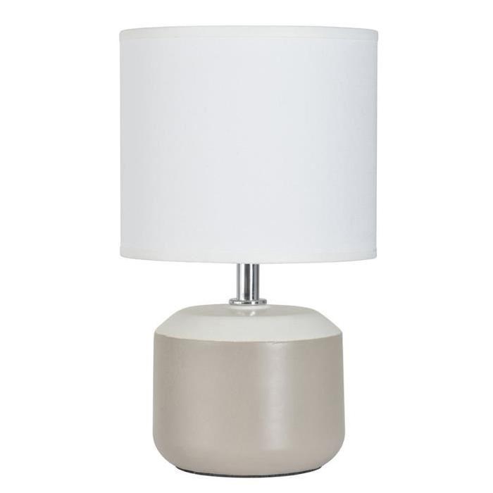 KAWAI Lampe base ronde D 30 x H47 cm Taupe et blanc