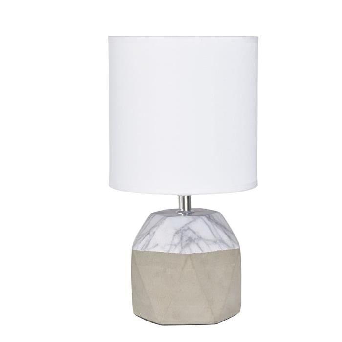 EMILIA Lampe a poser bi-matiere D 18 x H 34 cm Béton et marbre