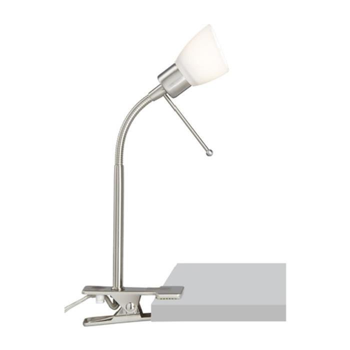 BILL Lampe orientable a fixation "pince" chrome/blanc