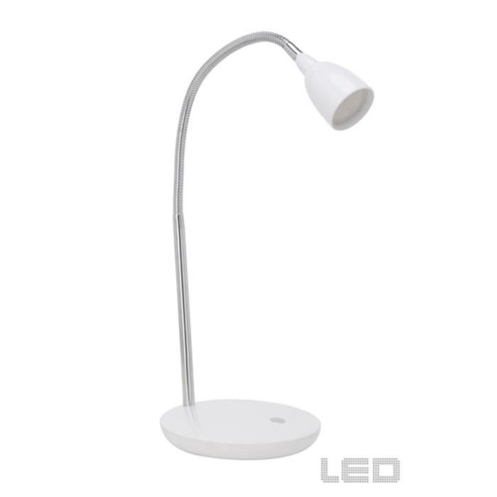 ANTHONY Lampe de bureau LED avec interrupteur acier/blanc