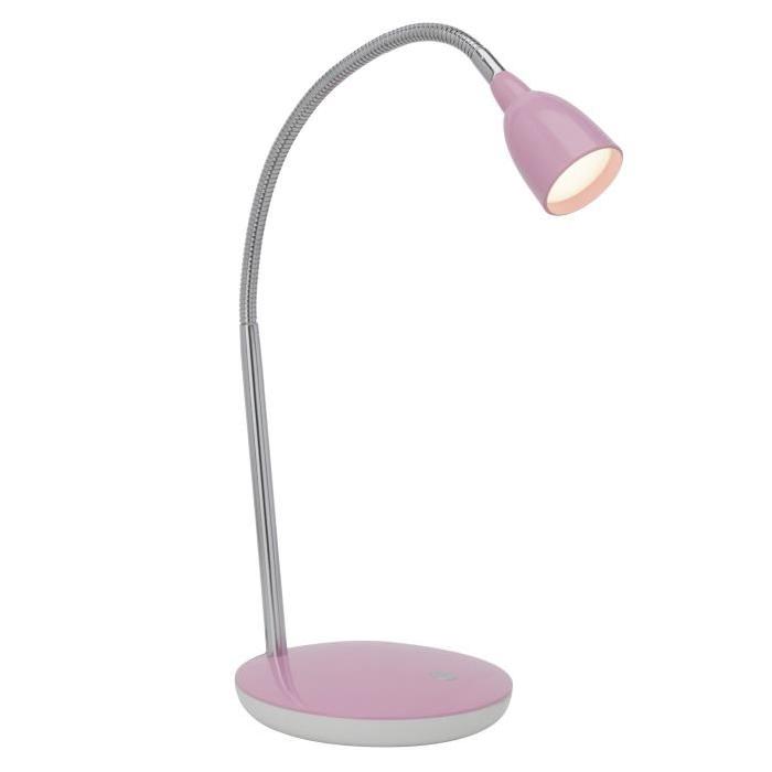 BRILLIANT Lampe de bureau Anthony LED avec interrupteur hauteur 40 cm Ř16 cm 2,5W acier et rose