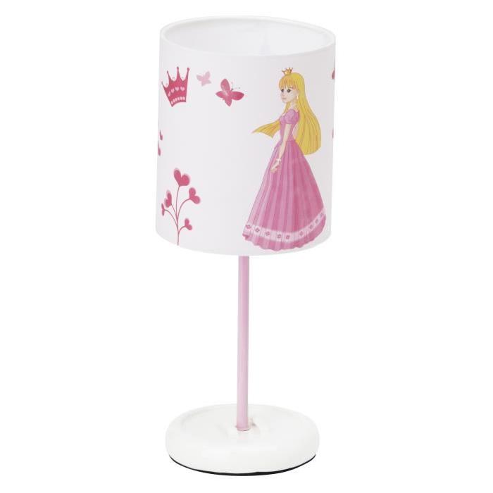 Lampe a poser LED Princess chambre enfant hauteur 32,5 cm Ř13 cm 1W rose