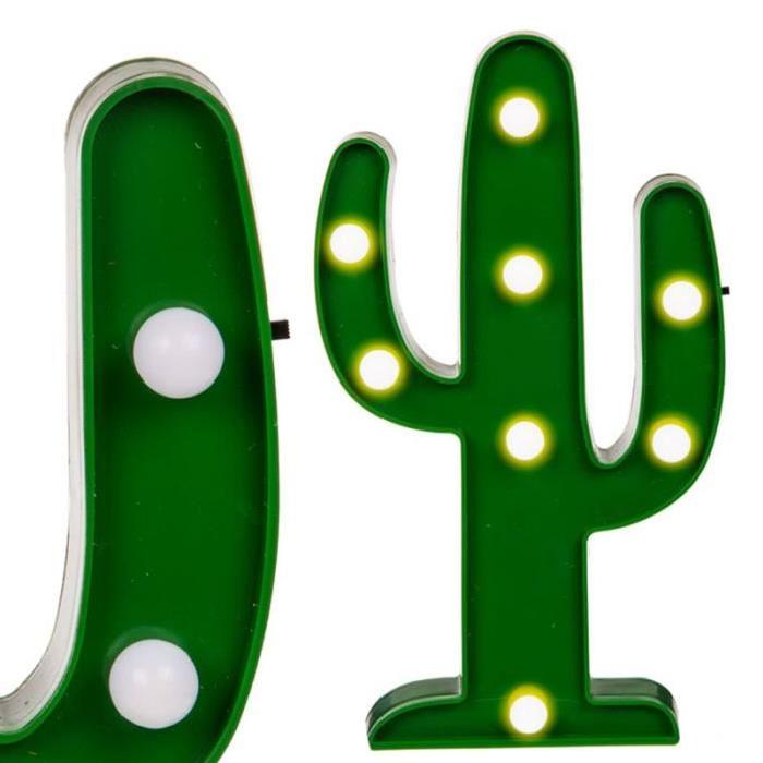 Lampe Cactus en plastique avec 8 LED - Blanc