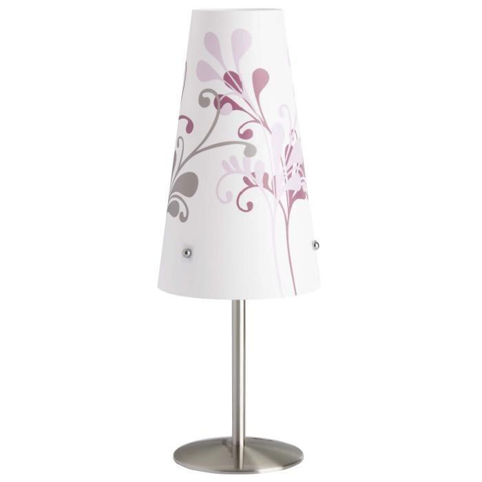 BRILLANT Lampe a poser chambre enfant Isi hauteur 36 cm Ř13 cm E14 40W acier, blanc et lilas