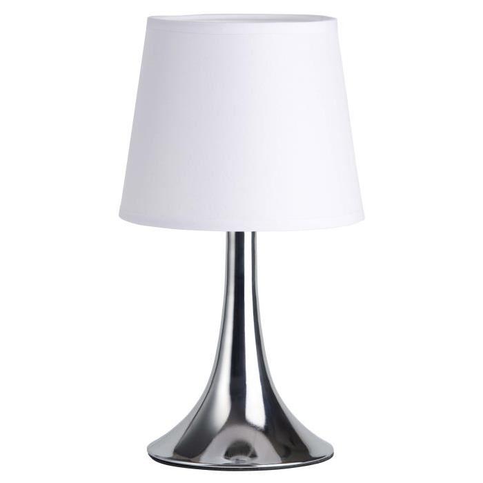 BRILLIANT Lampe a poser / chevet Lome hauteur 29 cm Ř16 cm E14 40W chrome et blanc