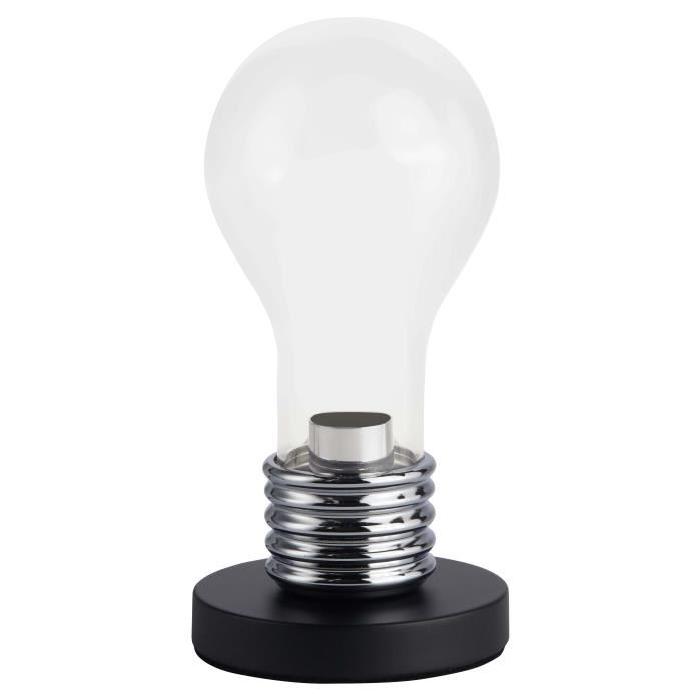 BRILLIANT Lampe a poser Evergreen design ampoule hauteur 24 cm E14 13W noir, chrome et transparent