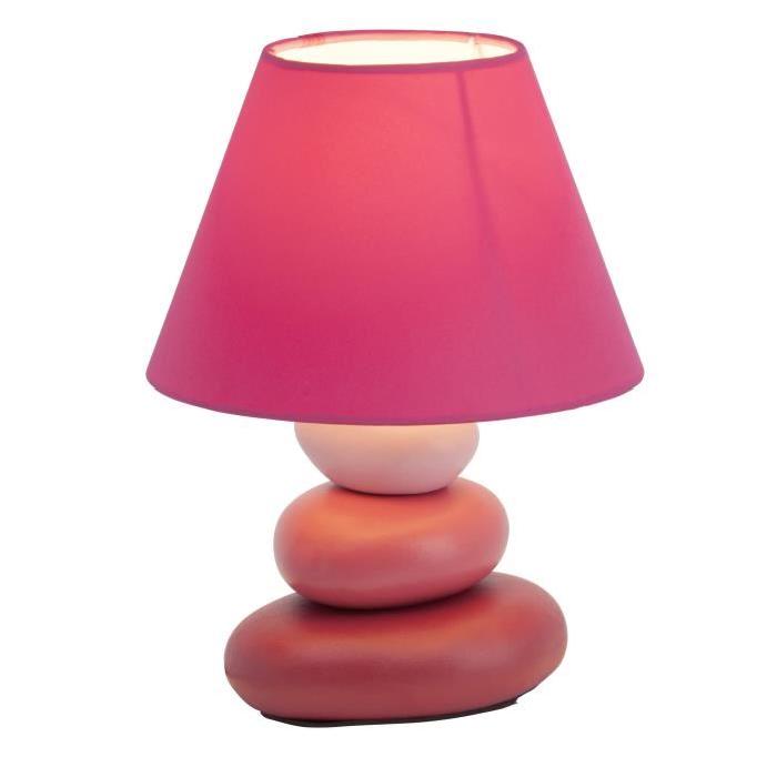 Lampe a poser/chevet galets Paolo hauteur 23 cm Ř17 cm E14 40W rouge