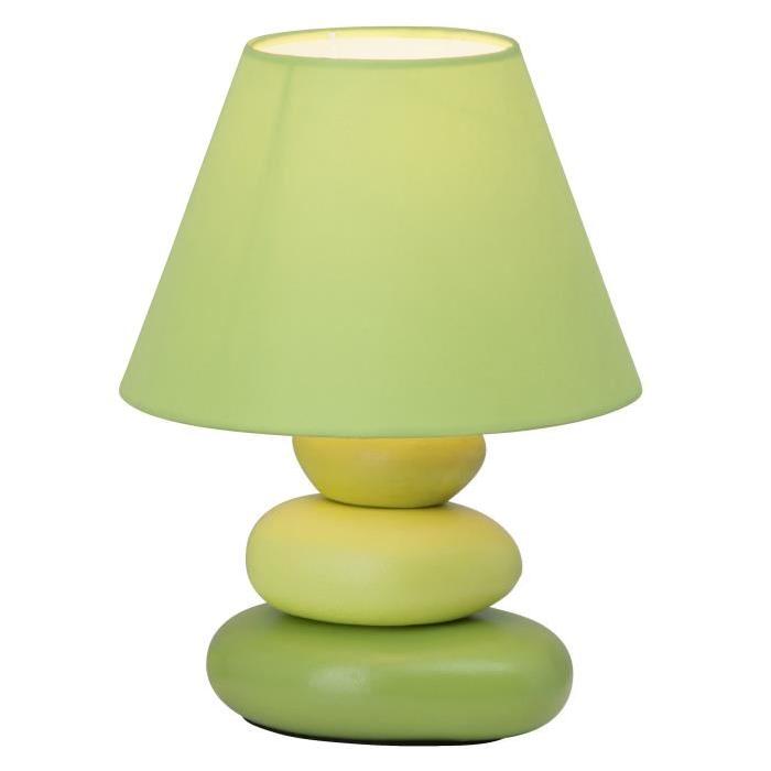 Lampe a poser/chevet galets Paolo hauteur 23 cm Ř17 cm E14 40W vert clair