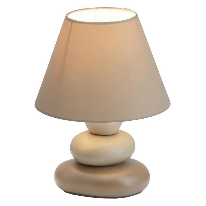 Lampe a poser/chevet galets Paolo hauteur 23 cm Ř17 cm E14 40W beige