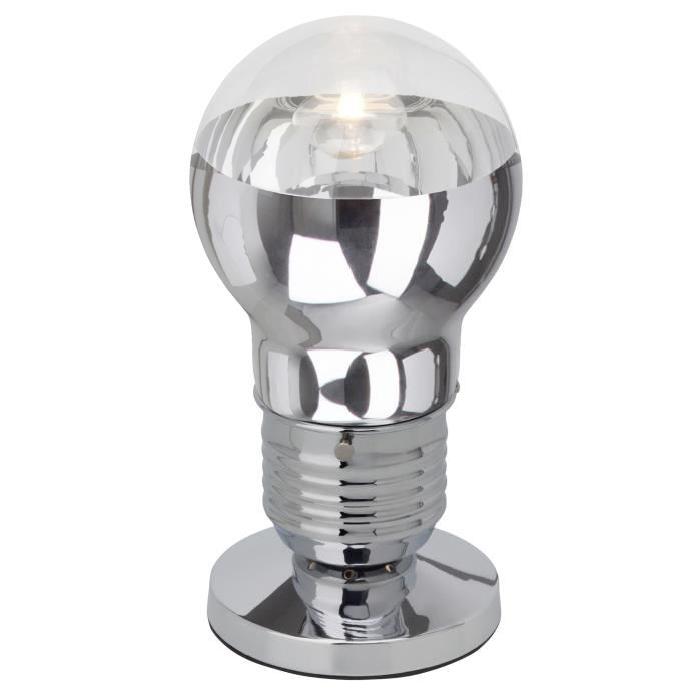 BRILLIANT Lampe a poser Buldy forme ampoule hauteur 29 cm E27 42W chrome et transparent