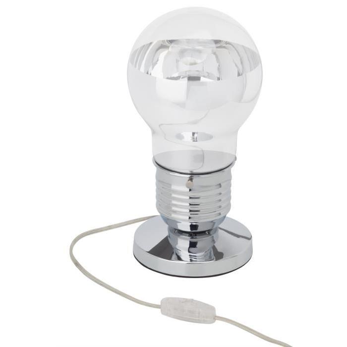 BRILLIANT Lampe a poser Buldy forme ampoule hauteur 29 cm E27 42W chrome et transparent