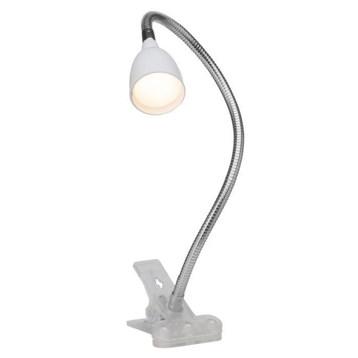 BRILLIANT Lampe pince Anthony LED hauteur 38 cm 2,5W acier et blanc