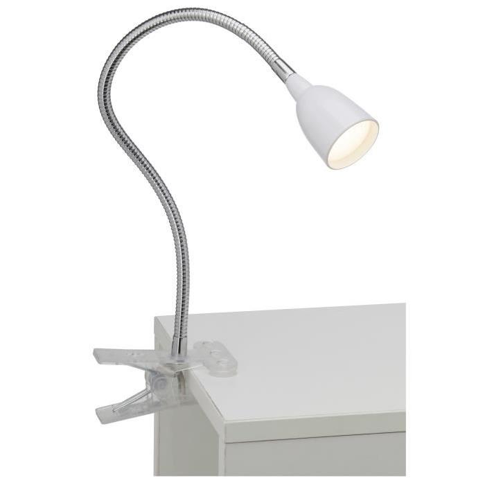 BRILLIANT Lampe pince Anthony LED hauteur 38 cm 2,5W acier et blanc