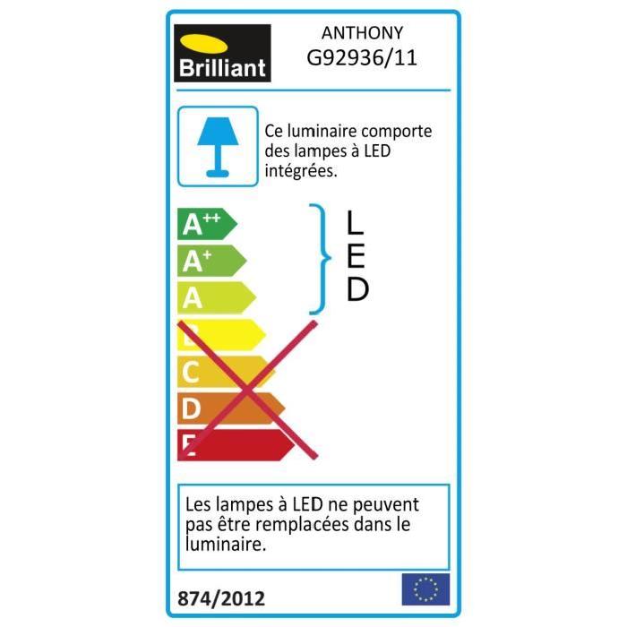 BRILLIANT Lampe pince Anthony LED hauteur 38 cm 2,5W acier et titane