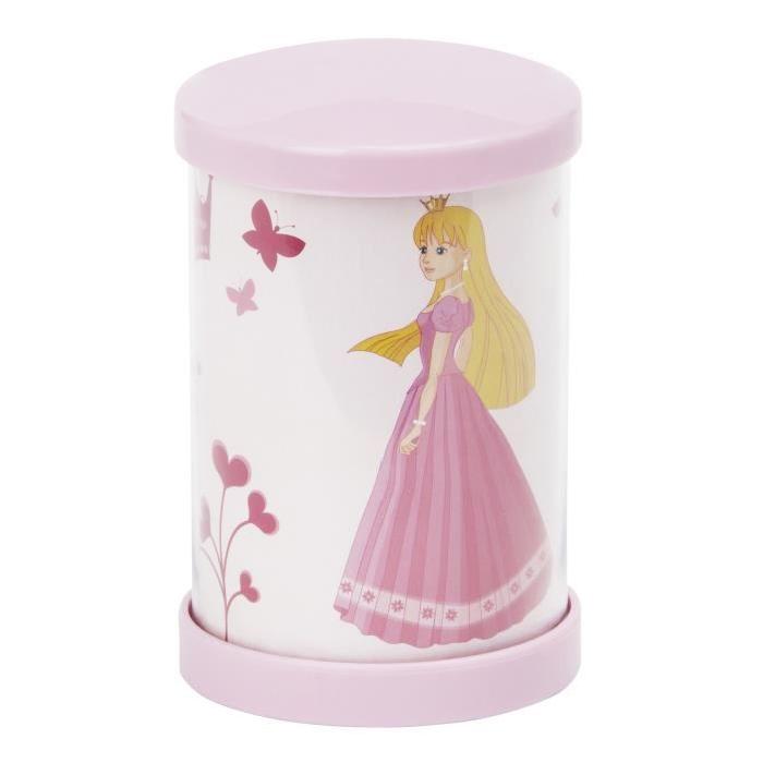 Lampe veilleuse LED enfant push Princess hauteur 10,9 cm Ř7 cm rose