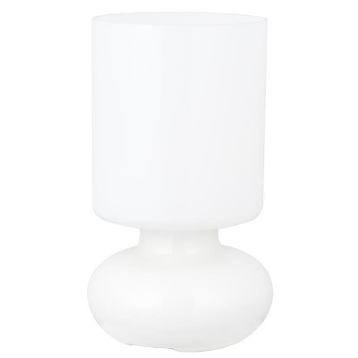 BRILLIANT Lampe a poser / chevet en verre Fluerte hauteur 24 cm Ř13 cm E14 40W blanc