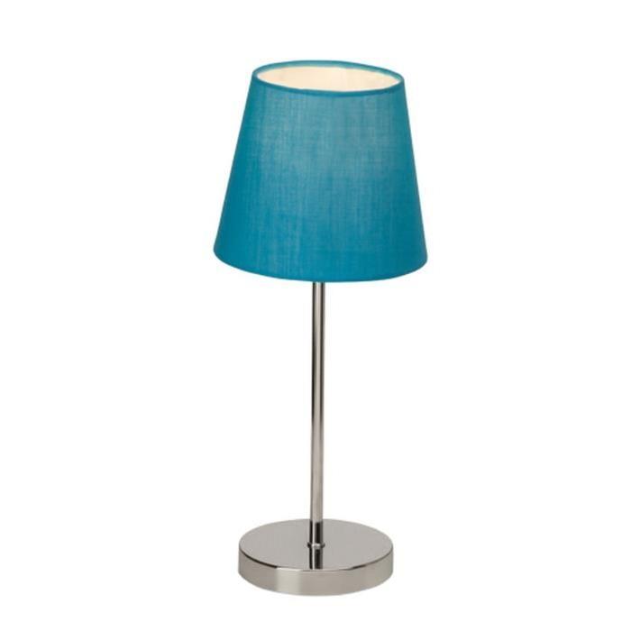 KASHA Lampe a poser/chevet  tactile chrome et tissu bleu