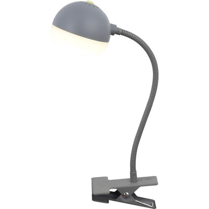 BRILLIANT Lampe de bureau Aylin flexible avec fixation "pince" et interrupteur sur tete - Gris