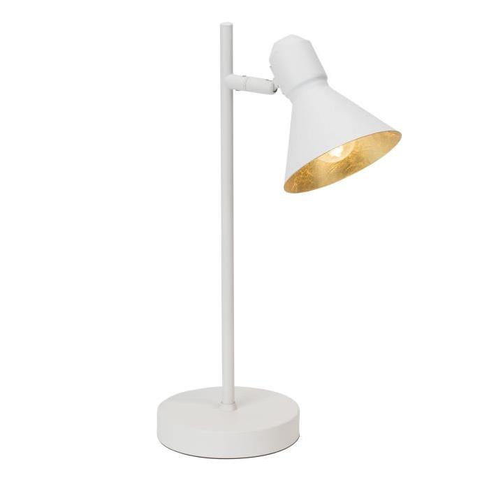 AZTEKAS Lampe a poser en métal - 38x20,5x13cm - Blanc et or