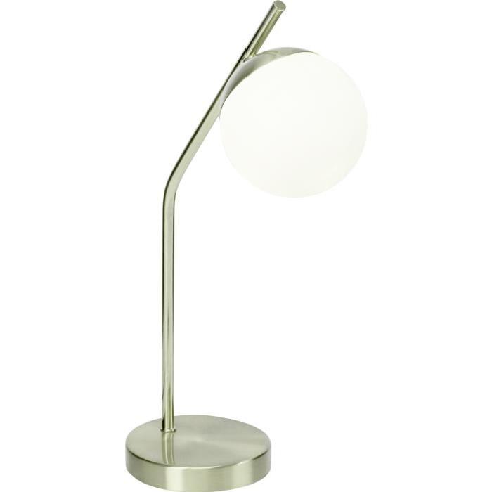 SHERA Lampe a poser en métal - 44x20cm - Laiton poli / blanc