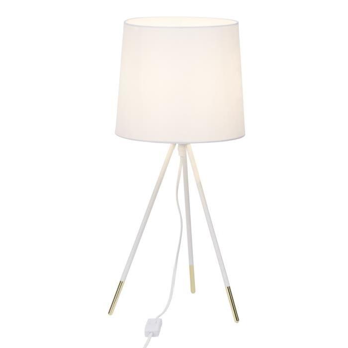 MICCADO Lampe a poser métal - 54,5x28cm - Blanc / cuivre