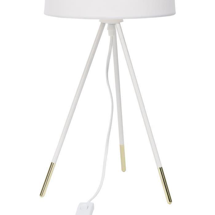 MICCADO Lampe a poser métal - 54,5x28cm - Blanc / cuivre