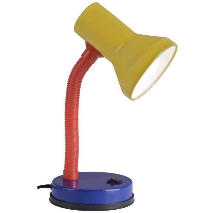 BRILLIANT Lampe de bureau flexible enfant hauteur 30 cm Ř13 cm E27 40W jaune, rouge et bleu