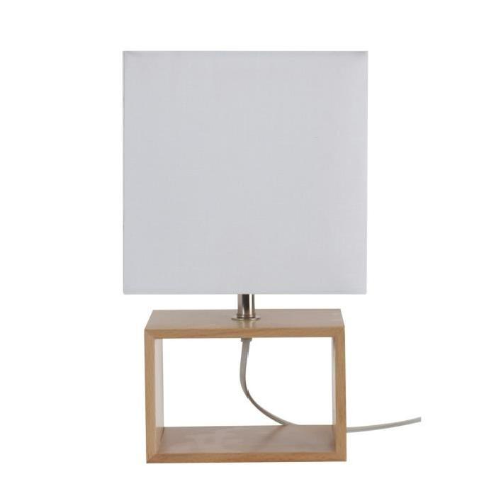 Lampe a poser style scandinave 18x12x31 cm E14 40 W blanc et beige