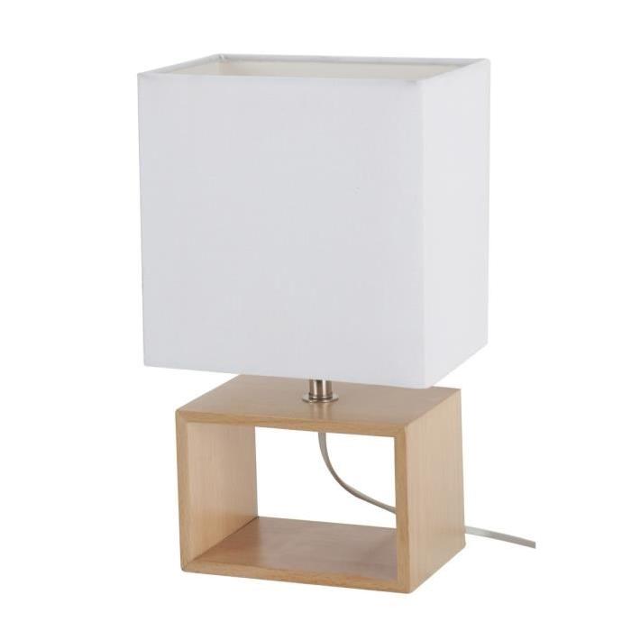 Lampe a poser style scandinave 18x12x31 cm E14 40 W blanc et beige