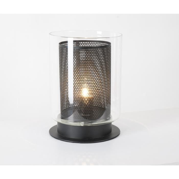 Lampe a poser tactile Fuzo 18 cm G9 33 W noir mat et transparent