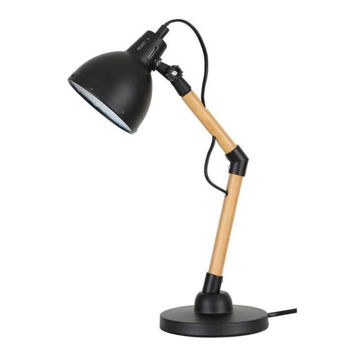 MANHATTAN Lampe de bureau en métal et bois L13,5 x H37 cm