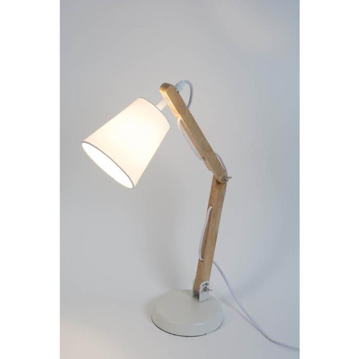 HAPPY Lampe a poser style scandinave E14 40W blanc