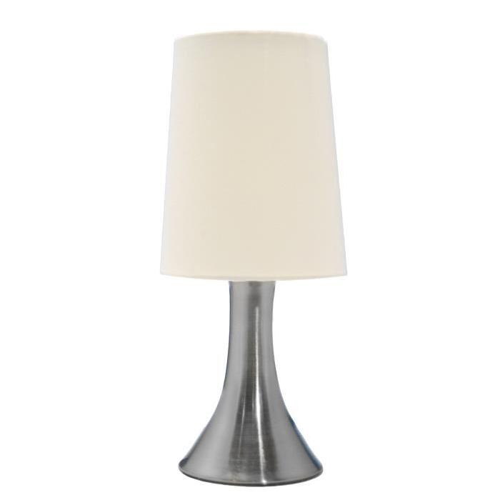 Lampe de chevet tactile avec abat-jour blanc - H28 cm