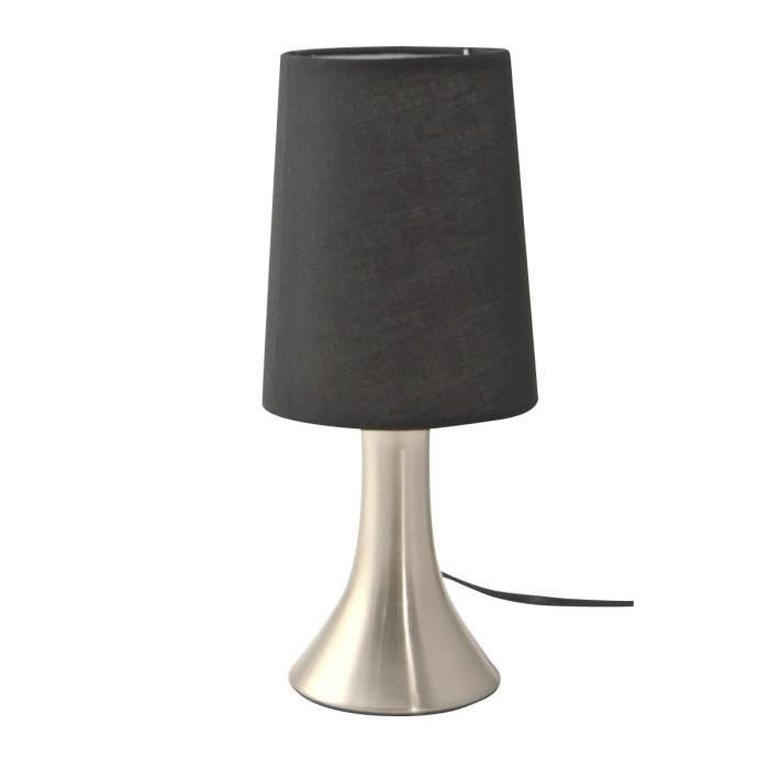 Lampe de chevet tactile avec abat-jour noir - H28 cm