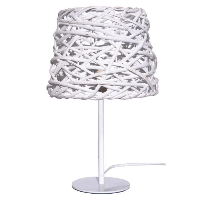 Lampe de table Occitane forge rustique 23 cm blanc