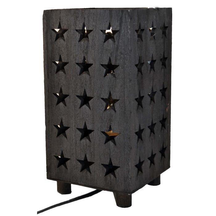 Lampe a poser Estrella étoile bois 14 cm noir