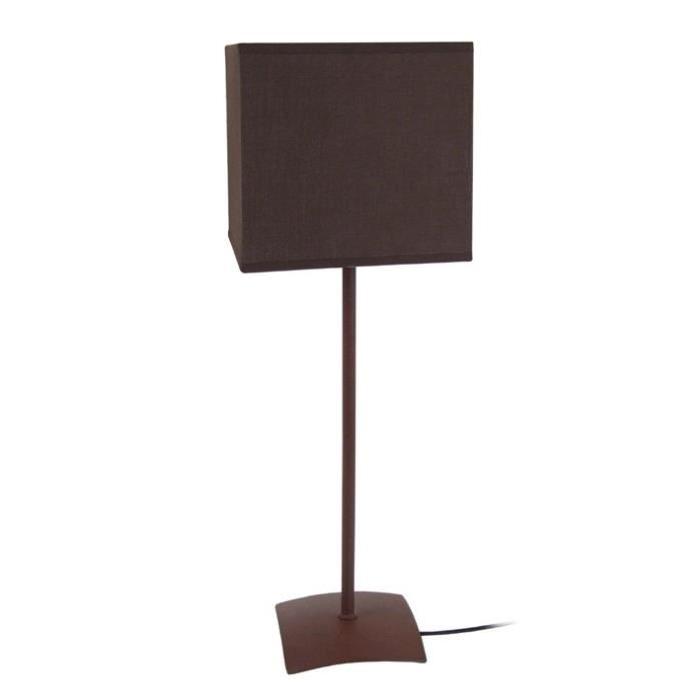 ALFENA CARRÉ Lampe a poser acier 16x16x23 cm - Marron et noir