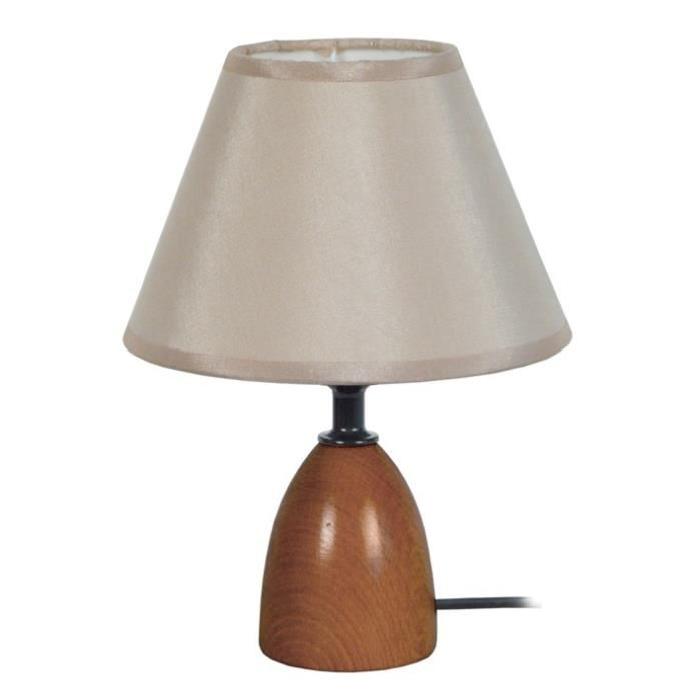 BOIS MINOR Lampe de chevet bois de hetre 16x16x22 cm - Creme