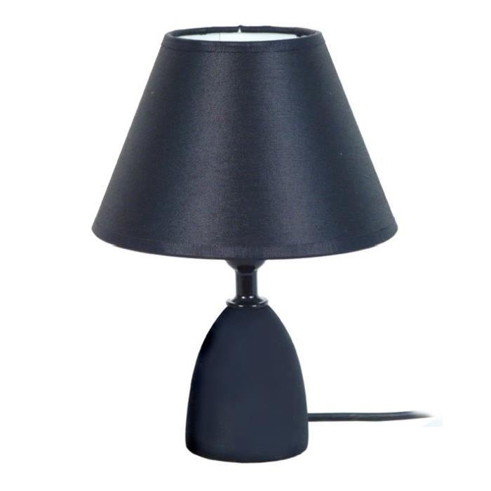 BOIS MINOR Lampe de chevet bois de hetre 16x16x22 cm - Noir