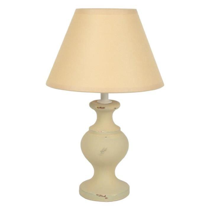 ARLEQUIN Lampe Bois de hetre 18x18x30 cm - Creme cérusé