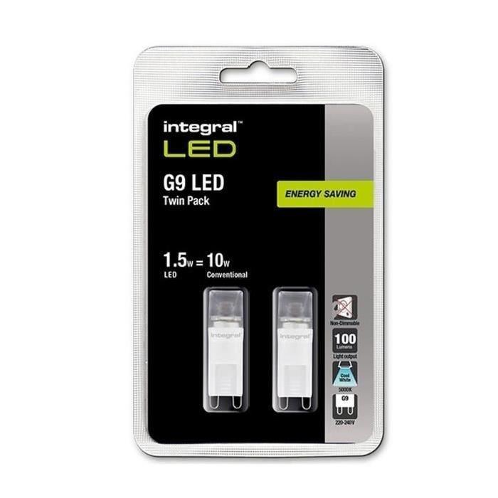 INTEGRAL LED Lot de 2 ampoules G9 100lm 1,5W équivalent a 10W