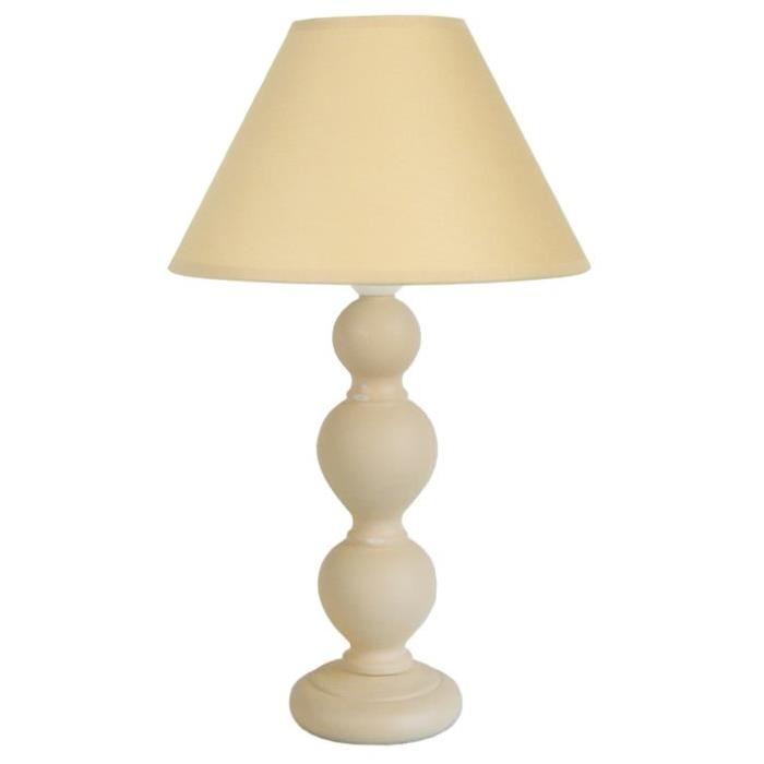 DAX Lampe de chevet Bois acier 25x25x44 cm - Creme cérusé