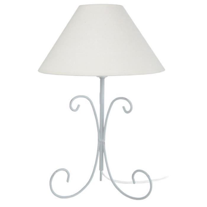 CARCASSONE Lampe a poser acier 30x30x51 cm - Blanc cérusé