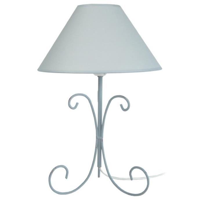 CARCASSONE Lampe a poser acier 30x30x51 cm - Gris bleu cérusé