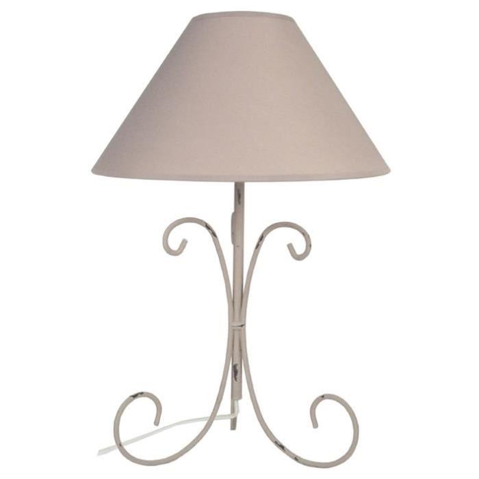 CARCASSONE Lampe a poser acier 30x30x51 cm - Taupe cérusé