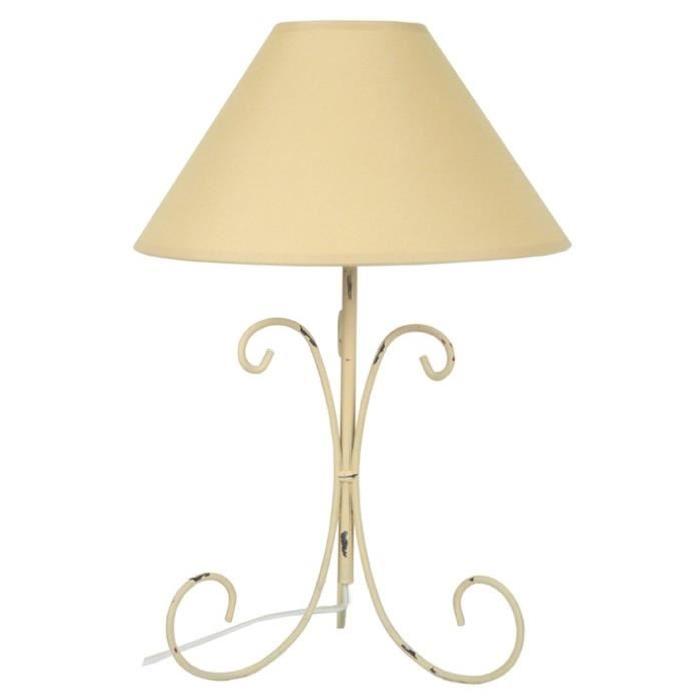 CARCASSONE Lampe a poser acier 30x30x51 cm - Creme cérusé