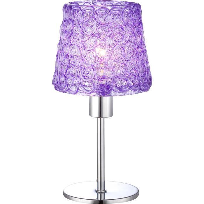 GLOBO LIGHTING Lampe a poser avec interrupteur - Diametre 120 Hauteur 250 - Chrome Acrylique Tressé lilas