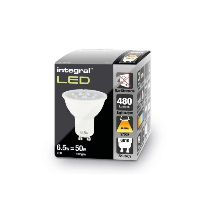 INTEGRAL LED Ampoule spot GU10 480lm 6,5W équivalent a 50W