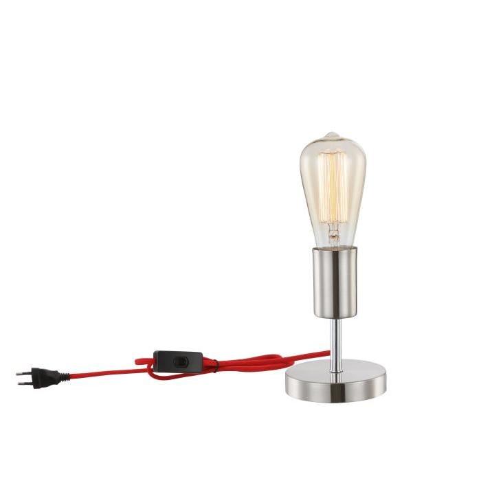 GLOBO LIGHTING Lampe a poser - Tissu et plastique - ř 10 cm - Hauteur 14 cm - Chrome nickel mat et rouge